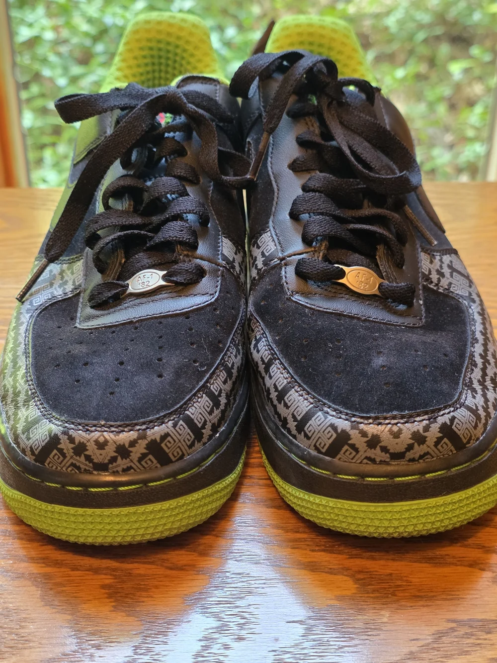 Vintage Nike Airforce 1 Premium Lucha Libre Black & Lime Green Air Sneakers Sz 9